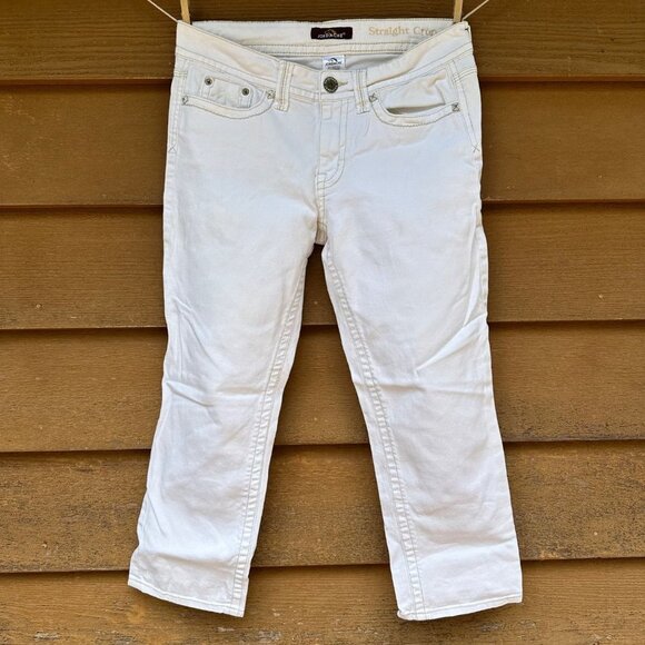 Vintage Jordache White Heavy Stitch Embroidered Y2K Straight Crop Capri Ankle Je - Picture 1 of 12